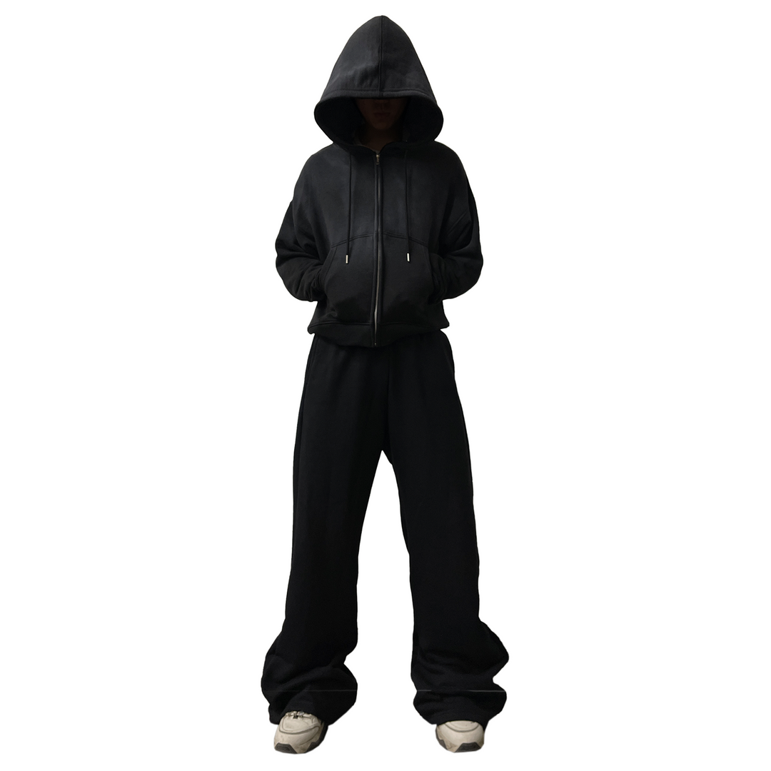 FLARED SWEATPANTS, JET BLACK