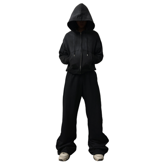 FLARED SWEATPANTS, JET BLACK